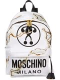 美国代购 Moschino/莫斯奇诺 女士人造皮革边饰印花帆布双肩包