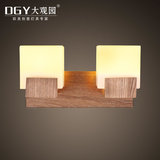 大观园 北欧日式创意个性过道灯床头灯卧室客厅双头方糖实木壁灯