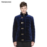 TRENDIANO新男装冬装潮复古丝绒立领纯色长袖棉衣外套3144402400
