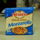 总统马苏里拉芝士片 200g*5包 披萨焗饭焗海鲜拉丝奶酪12片*5包