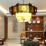 现代新中式吊灯实木艺仿古羊皮客厅餐厅茶楼饭店古典大气灯饰灯具