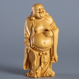 金品㊣乐清黄杨木雕居家雕刻工艺礼品手把件茶宠小摆件笑佛弥勒佛