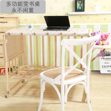 无甲醛全实木欧式白色带护栏婴儿床儿童摇篮床BB床宝宝床可变书桌