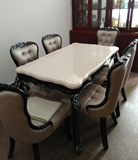 欧式餐桌椅组合6人 大理石新古典吃饭桌子一桌四椅六椅长方形餐台