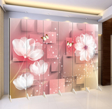 粉色3D花朵背景墙中欧式屏风隔断时尚客厅玄关门 橱窗YY主播直播