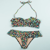 新款澳洲品外贸bikini 豹纹荷叶边性感比基尼 泳衣女 ON032