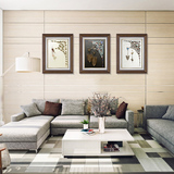 心泊美式简约装饰画客厅沙发背景墙挂画有框三联抽象壁画组合墙画