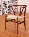餐饮餐桌实木餐椅Y椅叉骨圈椅水曲柳餐椅木质织绳简约椅子带扶手