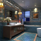 美式浴室柜组合橡木卫浴落地现代简欧大理石实木洗脸盆洗漱台