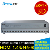 帝特 1分16高清HDMI分频器4K*2K音视频同步一分十六口HDMI分配器