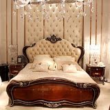 欧式床1.8米卧室实木雕花高箱床法式象牙白皮床新古典田园直销价