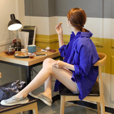 现货  cherrykoko韩国代购女装翻领宽松长袖衬衫AP081607