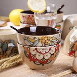 陶瓷碗中式家用餐具套装复古碗 欧式创意儿童米饭碗加厚情侣碗