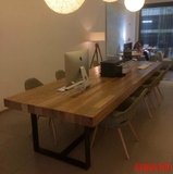 美式复古铁艺实木餐桌欧式办公桌会议桌电脑桌椅加长休闲桌