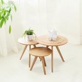 小户型茶几简约现代咖啡桌白橡实木边桌北欧创意边几客厅圆形茶几