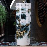 景德镇陶瓷器 手工手绘落地花瓶　客厅山水摆件1米箭筒瓷瓶书画筒