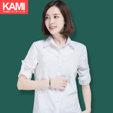 2016夏季女士纯棉中长款衬衫韩版宽松纯白色休闲气质显瘦衬衣