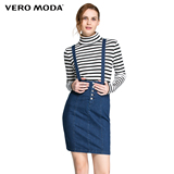 Vero Moda2016新品纽扣门襟包臀含棉牛仔背带半裙316137002