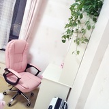 时尚舒适皮质电脑办公滑轮歪歪YY主播粉色米白色专用粉嫩背景椅子