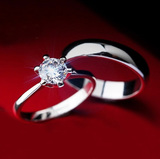特价 新娘结婚婚庆仿真六爪1克拉水晶钻石钻戒情侣戒指对戒男女款