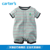 Carter's1件式条纹短袖连体衣哈衣爬服全棉怪兽男婴儿童装118G281