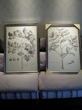 装饰画美式黑白素描客厅画卧室壁画实木框画美式素描树叶简约现代