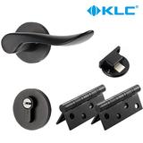 KLC美式简约室内房门门锁黑色太空铝分体锁具把手三件套装 包邮