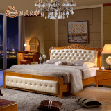 欧式实木床 橡木婚床单人床1.5双人床1.8米白色公主床储物高箱床