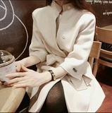 2016春季新款韩版气质大码羊绒毛呢外套女中长款立领腰带呢子大衣