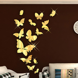 镜面蝴蝶，亚克力立体蝴蝶镜面墙贴开关贴儿童房床头幼儿园背景
