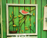 法式乡村园艺装饰复古做旧木框铁艺小鸟装饰壁挂挂画墙面装饰杂货