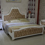 新古典双人床橡实木白色柱子床 简约欧式后现代布艺公主结婚床