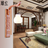 中式壁灯仿复古典红木灯具黄花梨实木客厅书房灯走廊过道云石灯饰