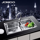 JOMOO九牧 304不锈钢水槽 一体型厨房水槽02085拉丝表面双槽套餐/