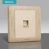 BOCS一位有线网络电话插座远景86型香槟金单电话插座电源面板暗装