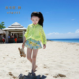 韩版童装女童蕾丝沙滩防晒衣 中大童荷叶领防晒服亲子母女空调衫