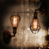 灯具创意个性复古铁艺灯罩壁灯美式乡村咖啡厅铁笼仓库酒吧灯