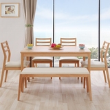 预售 北欧实木餐桌 简约现代饭桌原木色小户型餐台6人餐桌椅组合