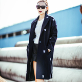 2016秋季新款韩版修身中长款羊毛呢子大衣女长袖宽松茧型毛呢外套