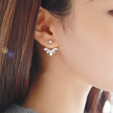 mmjmm/金魅925银耳钉女日韩国时尚简约气质后挂式花朵装饰耳环
