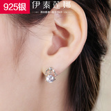伊泰莲娜925银星座耳钉 女款韩国气质耳环水晶饰品耳饰包邮礼物