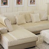 纯色布艺沙发垫简约现代简欧式蕾丝花边真皮组合沙发坐垫四季防滑