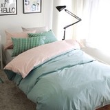 全棉薄荷绿床品 被套单件韩式清新 单人床被套组 宜家粉色床品
