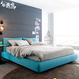 北欧布艺床可拆洗主卧个性后现代简约双人床1.8米小户型实木软床