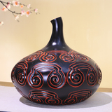 新中式家居饰品艺术摆件 客厅玄关书房摆设 树脂工艺如意漆器花瓶