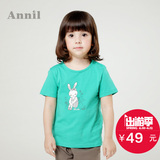 安奈儿童装夏季小童女童圆领短袖针织衫 宝宝短袖T恤 TG421902