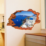 大海城堡3D立体壁画自粘家居客厅墙壁贴纸卧室墙面贴画墙贴可移除