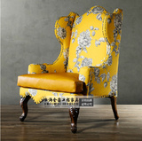 定制 美式皮布艺单人沙发椅高背老虎椅新古典沙发法式别墅家具