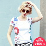 玛玛绨2016夏季短袖白色t恤创意印花短款韩版个性上衣时尚女潮牌