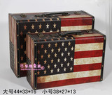 美国旗款 复古手提箱 拍照道具箱旅行箱皮箱 收纳箱装饰箱仿古箱